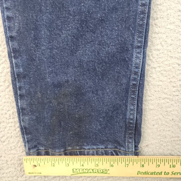 Wrangler Jeans Mens 34x32 Blue Slim Fit Straight Leg Dark Wash Cowboy Workwear - Picture 5 of 12